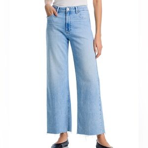 Paige Anessa High Rise Raw Hem Wide Leg Jeans